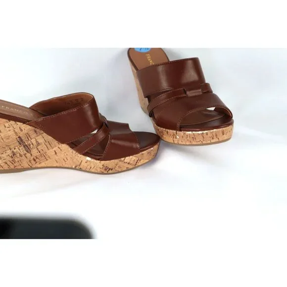 Franco Sarto Women's Brown Wedge leather With Cork Heel Size 7.5 - Picture 5 of 7